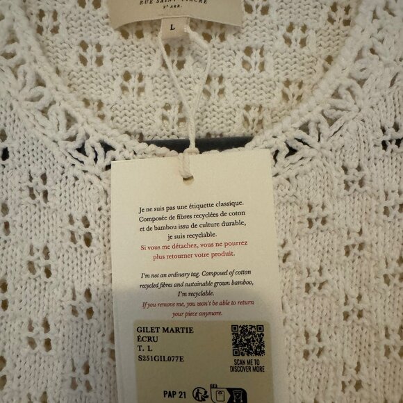 SEZANE Martie Cardigan Sweater Shirt Top Size L Large NEW NWT - Picture 3 of 4